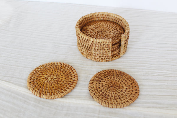 Rattan Coaster Set