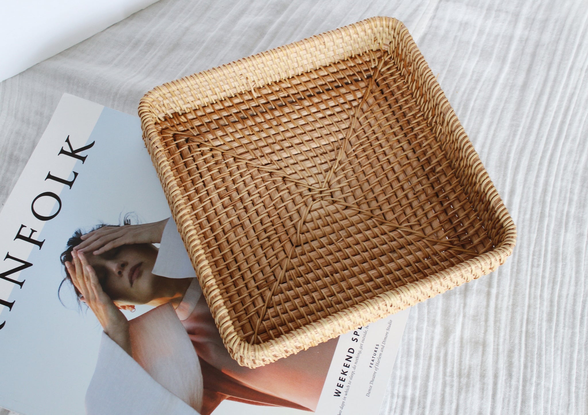 Square Rattan Tray